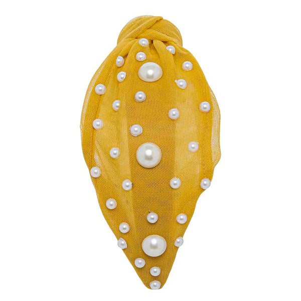 Turmeric yellow pearl hairband