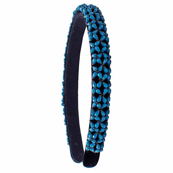 Bead Embroidered Sleek Blue -Headband