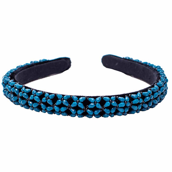 Bead Embroidered Sleek Blue -Headband