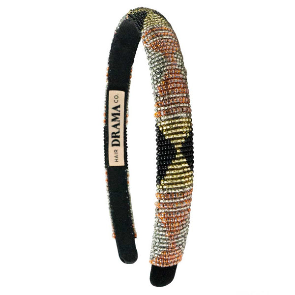 Golden Beadwork Headband- Red & Black