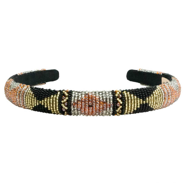 Golden Beadwork Headband- Red & Black