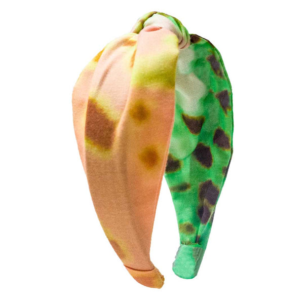 Leopard Printed Knotted Headband- Green & Orange