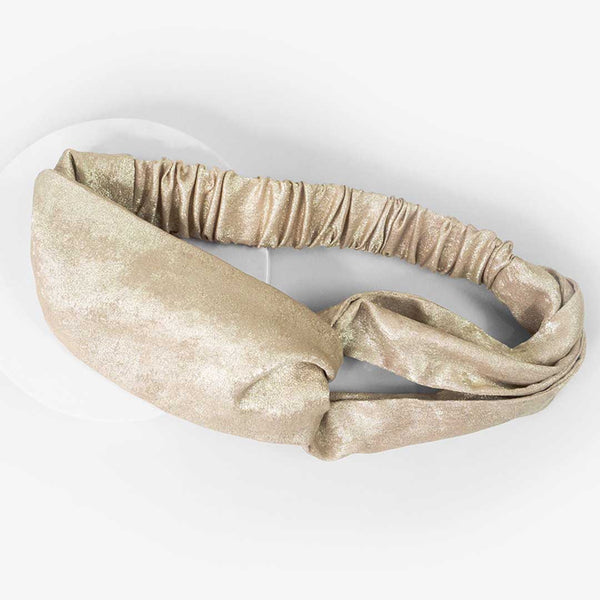 Foiled Cross-Knot Turban - Gold