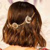 Gold Plated Hair Band with White and Gold Polki and Colorful Stones - Red & Green