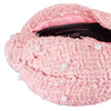 Light Pink Tweed Knotted Hair Band With Pearls