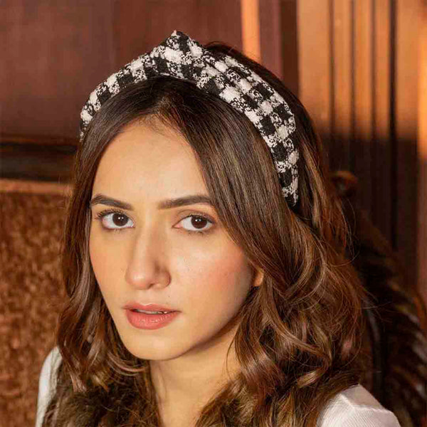 Black & White Tweed Knotted Hair Band