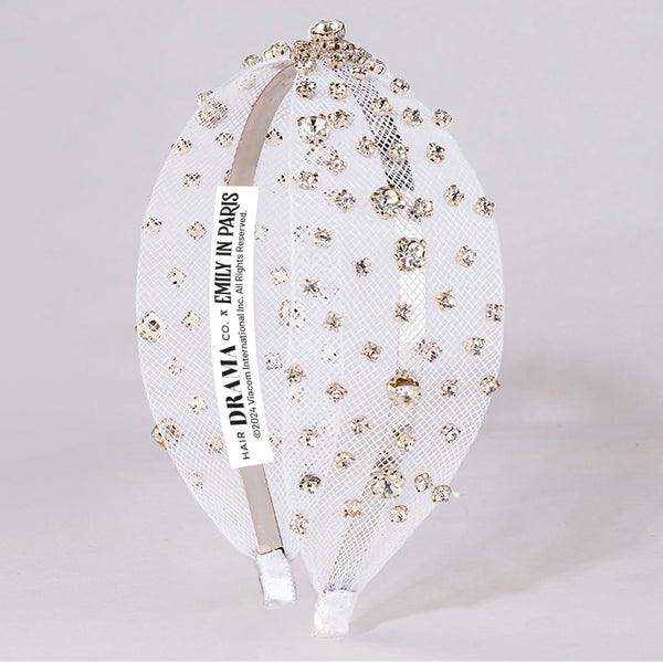 HDC x Emily in Paris Crystal Mesh Knotted Hair Band - White