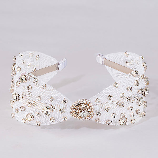 HDC x Emily in Paris Crystal Mesh Knotted Hair Band - White
