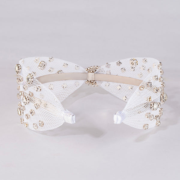 HDC x Emily in Paris Crystal Mesh Knotted Hair Band - White