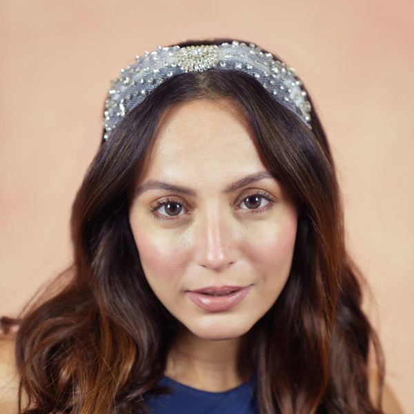 HDC x Emily in Paris Crystal Mesh Knotted Hair Band - White