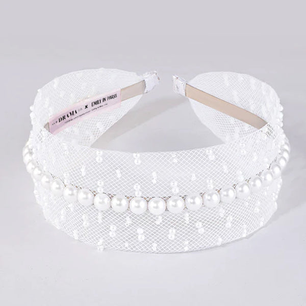 HDC x Emily in Paris Pearl Mesh Hair Band - White