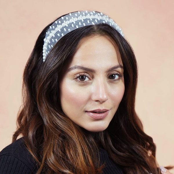 HDC x Emily in Paris Pearl Mesh Hair Band - White