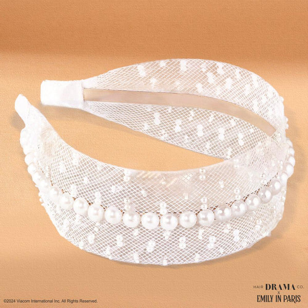 HDC x Emily in Paris Pearl Mesh Hair Band - White