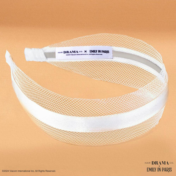 HDC x Emily in Paris Mesh Hair Band with Ribbon - White