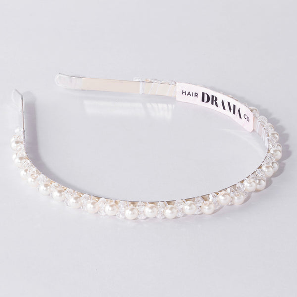 White Pearl and Crystals Hair Band