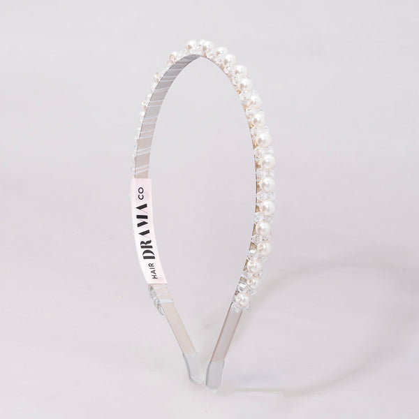 White Pearl and Crystals Hair Band