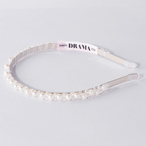 White Pearl and Crystals Hair Band