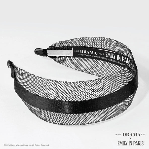 HDC x Emily in Paris Mesh Hair Band with Ribbon - Black