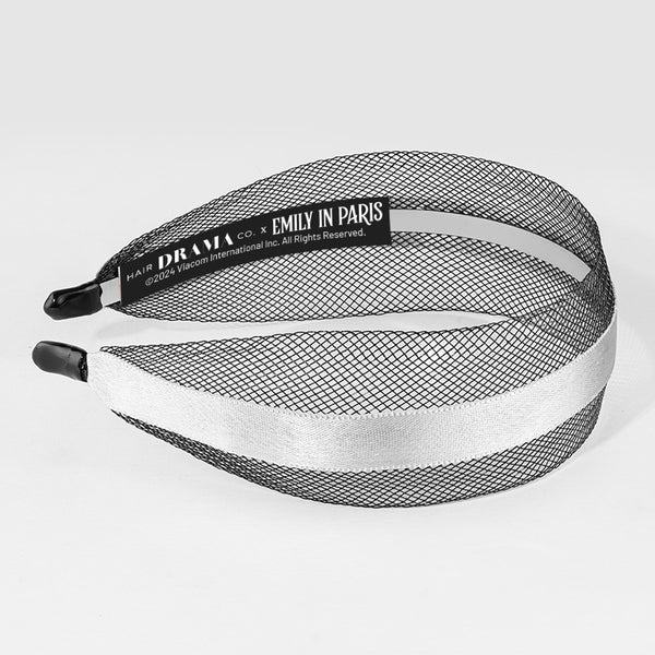 HDC x Emily in Paris Black Mesh Hair Band with Silver Ribbon
