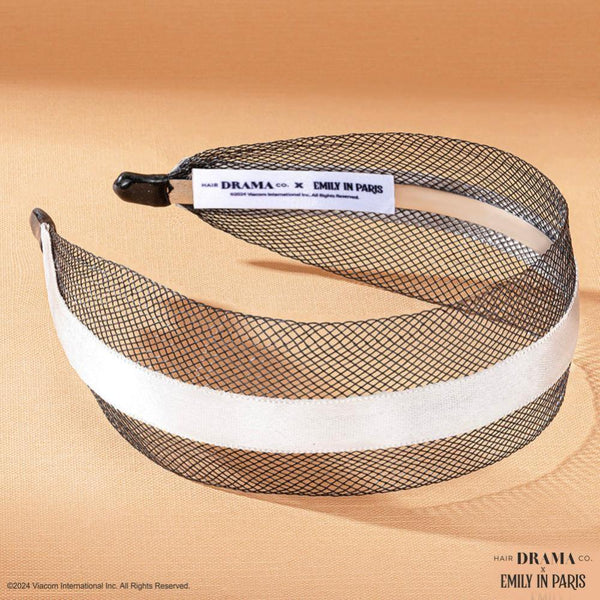 HDC x Emily in Paris Black Mesh Hair Band with Silver Ribbon