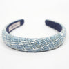 Tweed Puff Hair Band - Blue & White