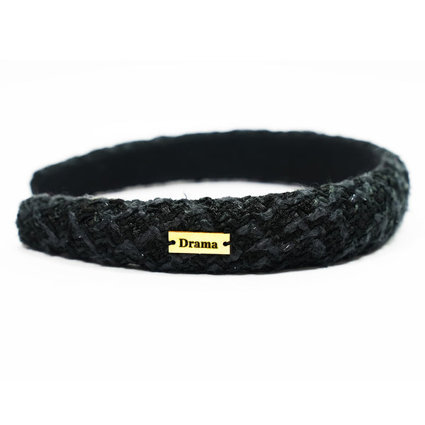 Tweed Puff Hair Band - Black