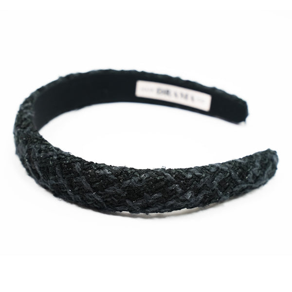 Tweed Puff Hair Band - Black