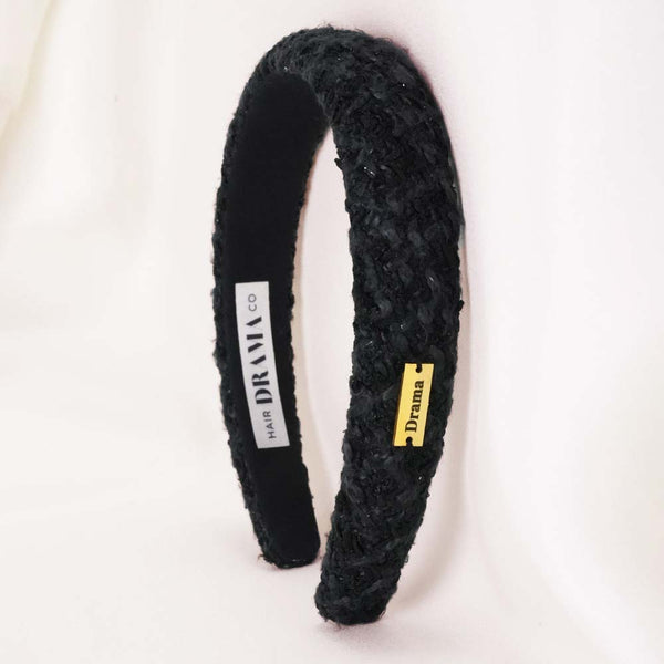 Tweed Puff Hair Band - Black