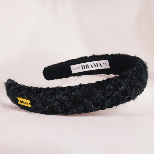 Tweed Puff Hair Band - Black