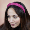 Tweed Puff Hair Band - Hot Pink