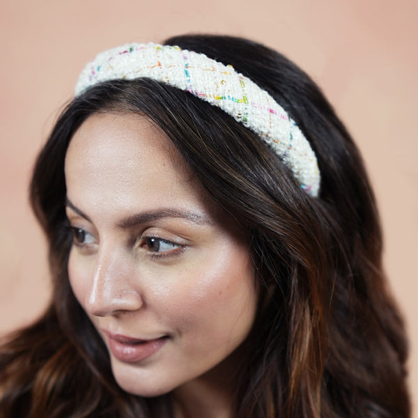 Tweed Puff Hair Band - Multi