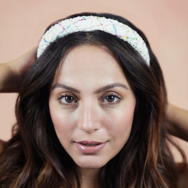 Tweed Puff Hair Band - Multi