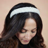 Tweed Puff Hair Band - White