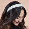 Tweed Puff Hair Band - White