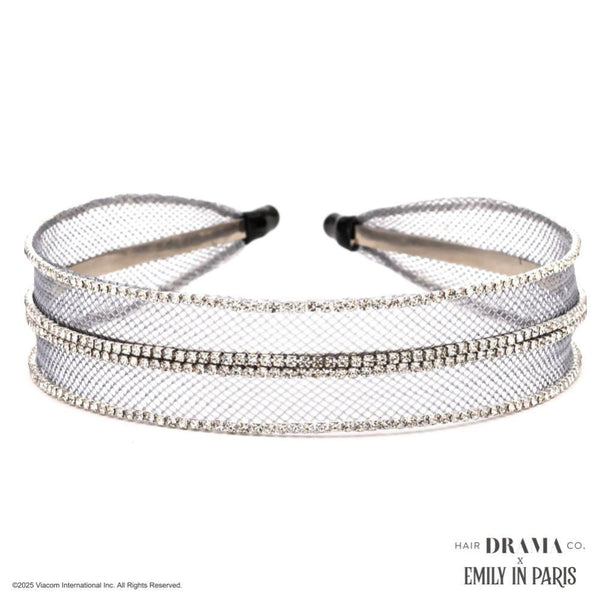 HDC x Emily in Paris Mesh Hair Band with Crystals - Grey