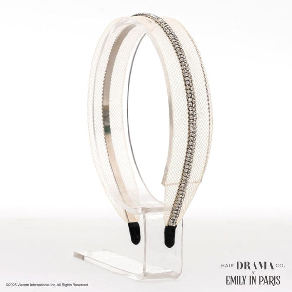 HDC x Emily in Paris Crystal Mesh Hair Band - Pastel Yellow