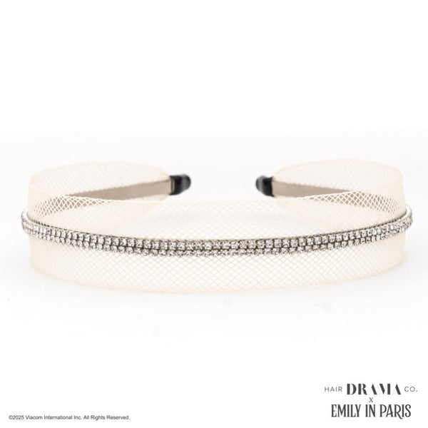 HDC x Emily in Paris Crystal Mesh Hair Band - Pastel Yellow