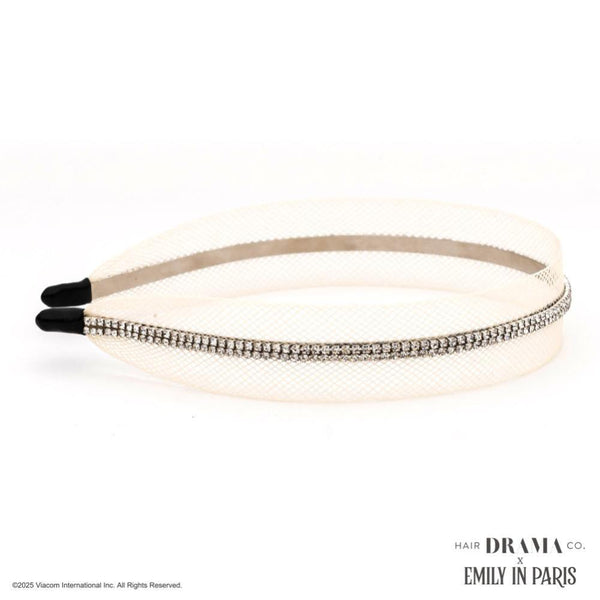 HDC x Emily in Paris Crystal Mesh Hair Band - Pastel Yellow