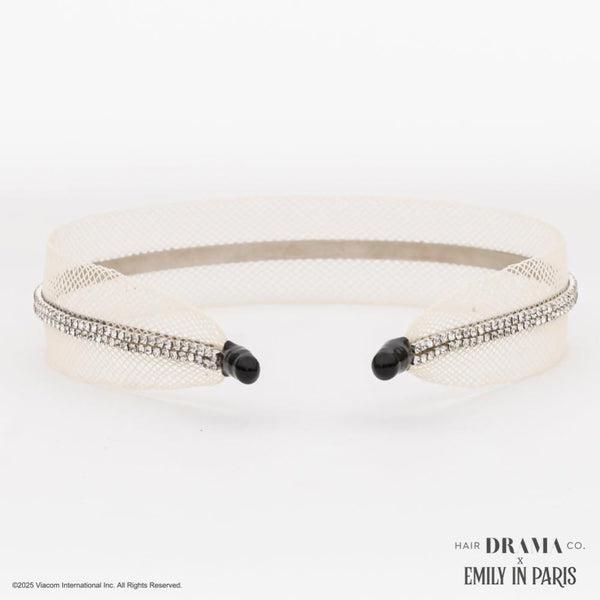 HDC x Emily in Paris Crystal Mesh Hair Band - Pastel Yellow