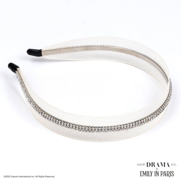 HDC x Emily in Paris Crystal Mesh Hair Band - Pastel Yellow