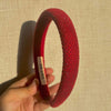 Velvet Puff Hair Band with Rhinestones - Red