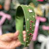 Christmas Silk Satin Flat Headband - Green
