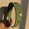 Christmas Silk Satin Flat Headband - Green