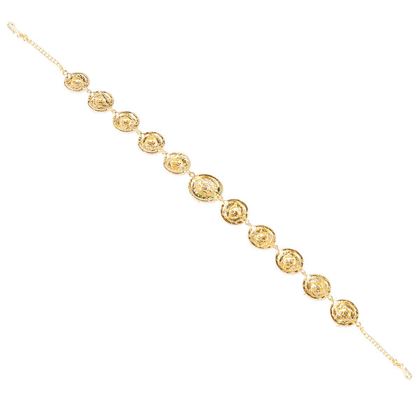 Gold Plated Hair Band with Pearls and Enamel - Green