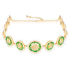 Gold Plated Hair Band with Pearls and Enamel - Green