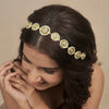 Gold Plated Hair Band with Pearls and Enamel - Green