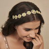 Gold Plated Hair Band with Pearls and Enamel - Green