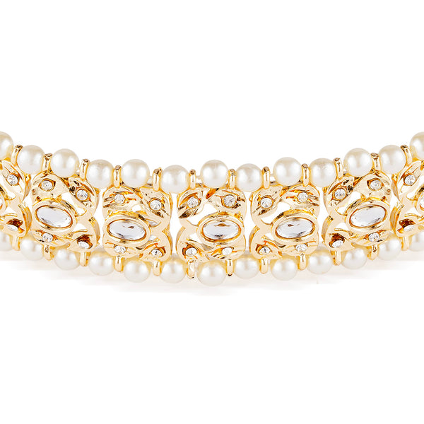 Gold Plated Hair Band with Pearls