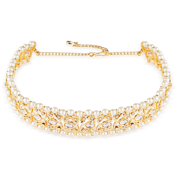 Gold Plated Hair Band with Pearls