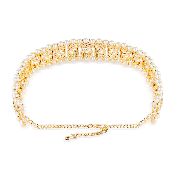 Gold Plated Hair Band with Pearls